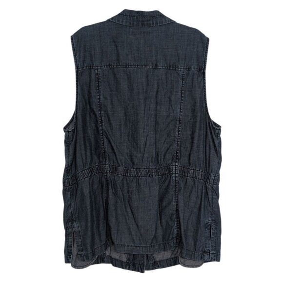 Talbots Chambray Utility Vest Womens Size XL Blue Chore Sleeveless Button Front - Picture 7 of 11